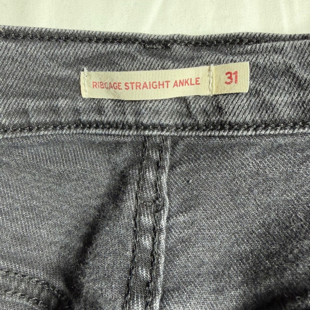 Levis Ribcage Straight Ankle Jeans Womens 31 Washed Black High Rise 72693-0134 - Picture 5 of 11